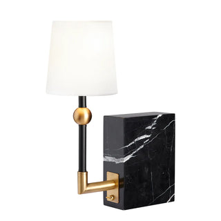 Orwell Table Lamp black marble white shade gold