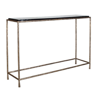 Ovard Console Table recycled cast glass brass antique hammered