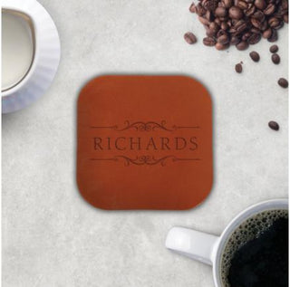 P. Graham Dunn Faux Leather Square Coaster set/4
