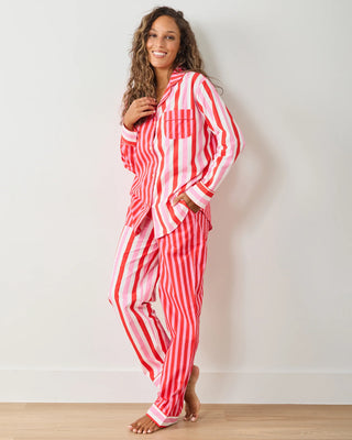 Printfresh Gift Wrapping Long PJ Set in Peppermint Swirl / Holiday Stripes