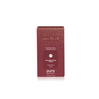 Capri Blue sugared spice twist pura fragranced refill packaging on a white background
