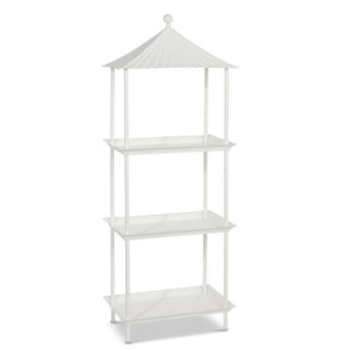 Pagoda Etagere 60" white iron three shelf shelves tier
