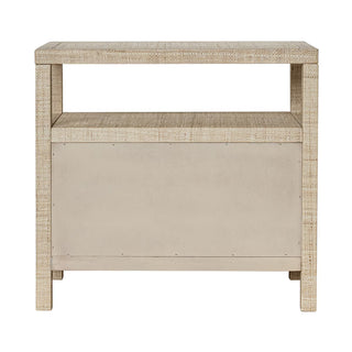 Paloma 2 Drawer Raffia Wrapped Night Stand with Shelf gold knob natural