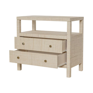 Paloma 2 Drawer Raffia Wrapped Night Stand with Shelf bayur wood natural