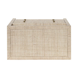 Paloma 2 Drawer Raffia Wrapped Night Stand with Shelf natural bayur wood gold knob