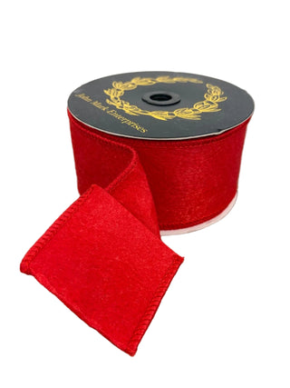 Paper Felt Bright Red Ribbon 2.5" - SOLD BY THE FOOT
A roll of bright red ribbon made of felt