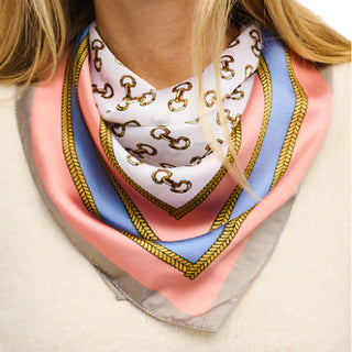 Peach Multi Color Horse Bit Print Silky Bandana