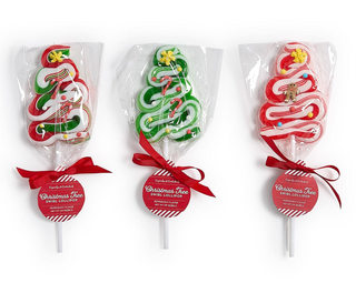 Peppermint Flavor Christmas Tree Swirl Lollipop Assorted red green white gingerbread man candy cane star