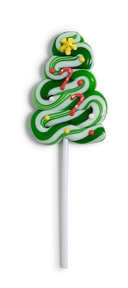 Peppermint Flavor Christmas Tree Swirl Lollipop Assorted green 