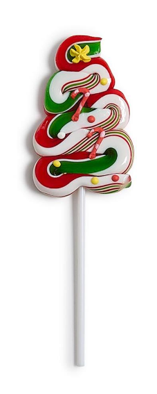 Peppermint Flavor Christmas Tree Swirl Lollipop Assorted red green white