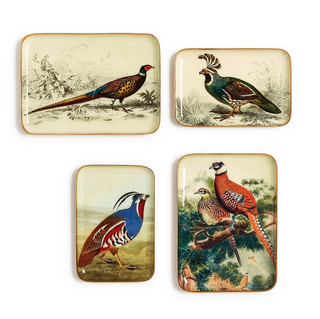 Pheasant Metal Tray Assorted enamel brown blue green red orange bird