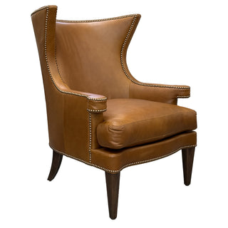 Phoenix Leather Wing Chair caramel nail head wing back
