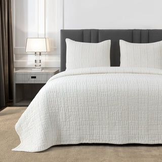 Pickstitch Coverlet Set in Bone white bone texture quilt ivory