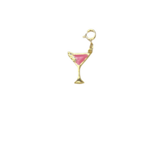 Pink Enamel Martini Glass Clip Charm