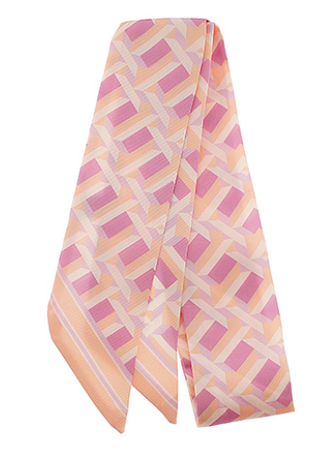 Pink & Light Orange Printed Twilly Scarf 36"