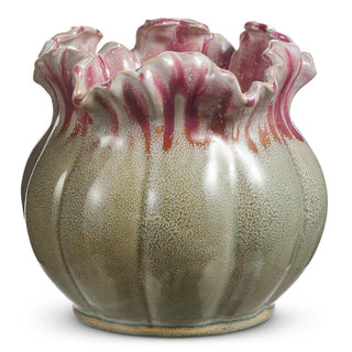 Pink Ruffle Speckled Planter ceramic water seal gray beige