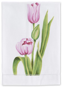 Pink Tulip Hand-Painted Cotton Guest Towels Assorted