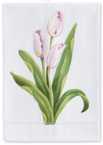 Pink Tulip Hand-Painted Cotton Guest Towels Assorted