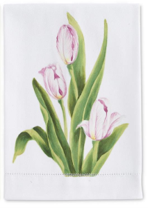 Pink Tulip Hand-Painted Cotton Guest Towels Assorted