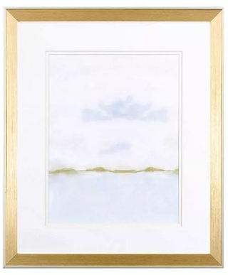Placid Water Framed Art Assorted gold frame subtle blue white minimalistic