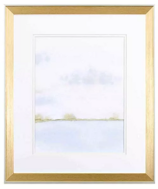 Placid Water Framed Art Assorted gold frame subtle blue white minimalistic