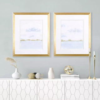 Placid Water Framed Art Assorted gold frame subtle blue white minimalistic