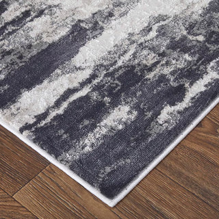 Prasad Rug 8x11 white gray black multi level pile
