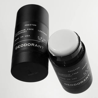 A black stick deodorant labeled 'Preston Deodorant' with white text.
