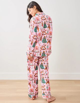 Printfresh Cowboy Christmas Long PJ Set in Pink Boots