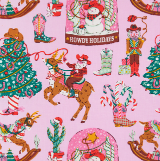 Printfresh Cowboy Christmas Long PJ Set in Pink Boots