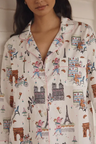Printfresh Paris Getaway Long PJ Set in Cloud