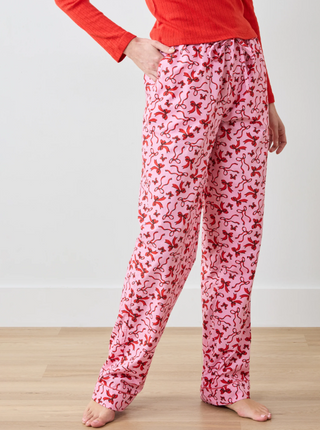 Printfresh Red Ribbons PJ Pants in Pink Tinsel