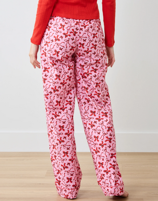 Printfresh Red Ribbons PJ Pants in Pink Tinsel