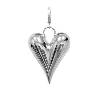 Puffy Silver Heart Scarf Charm