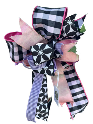 Purple, Pink, Black and White Bow check purple gingham