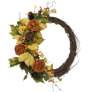 Queens Crown Rose, Yarrow & Pinecone Wreath