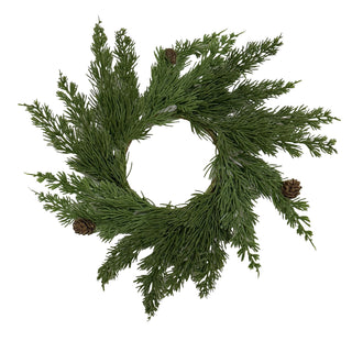 Real Touch Cedar Pine Candle Ring with Twigs and Pinecones