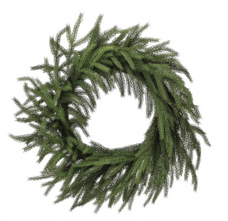 Real Touch Forest Norfolk Pine Wreath 28" green greenery Christmas traditional winter