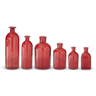 Red Glass Bottles Assorted