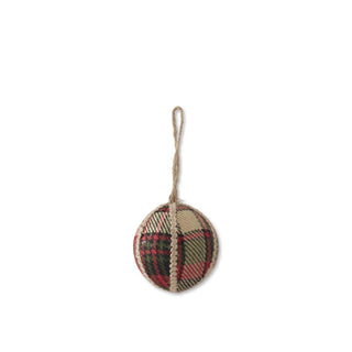 Red, Green & Black Plaid with Jute Trim Round Ornament