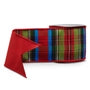 Red, Green, Blue Plaid Wired Ribbon 4" - SOLD BY THE FOOT
