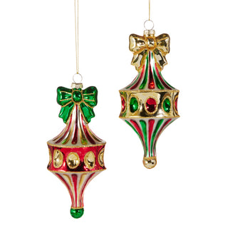 Red & Green Fairground Finial Ornament Assorted gold festive vintage