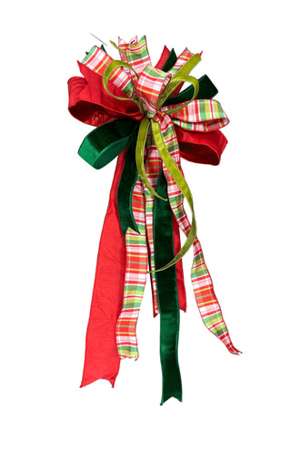 Red, Green & Red/Green/White Plaid Bow lime emerald