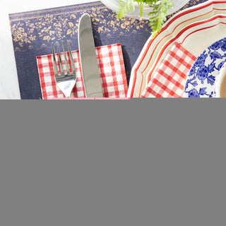 Red Painted Check Guest Napkins