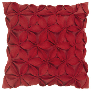 Red Petal Down Alternative Decorative Pillow wool  felt