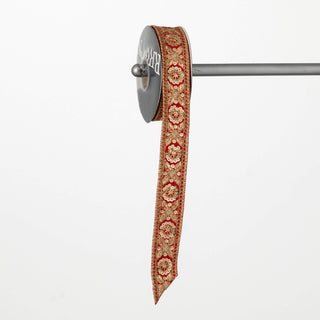 Decorative ribbon with intricate patterns on a white background