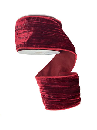 Red Shimmer Burnout Wired Ribbon 4" - SOLD BY THE FOOT