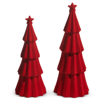 Red Tiered Flocked Trees two sizes star