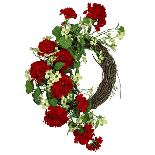 Red Geranium/Mini Dogwood Wreath