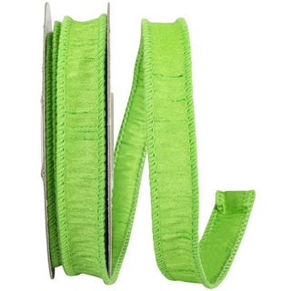 Lime Green Dupion Wired Ribbon 7/8" SOLD BY THE FOOT